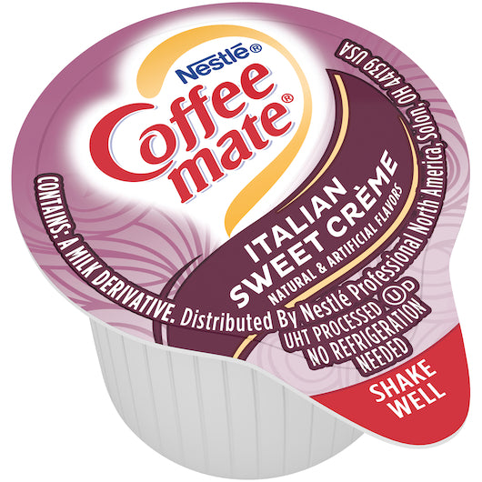 Nestle Coffee-Mate Italian Sweet Creme Flavor Liquid Creamer Singles, .375 Ounce Per Cup - 50 Per Pack - 4 Per Case